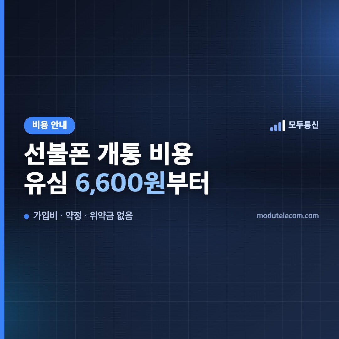 선불폰 개통에 드는 총비용을 유심값과 요금제로 나눠 정리한 대표 이미지